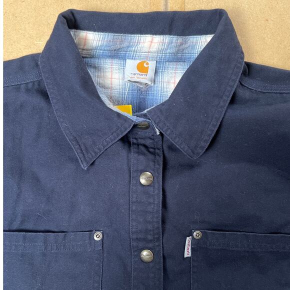 Carhartt Women's 2XL Canvas Flannel Shirt Work Wear Lined Snap - Picture 6 of 9